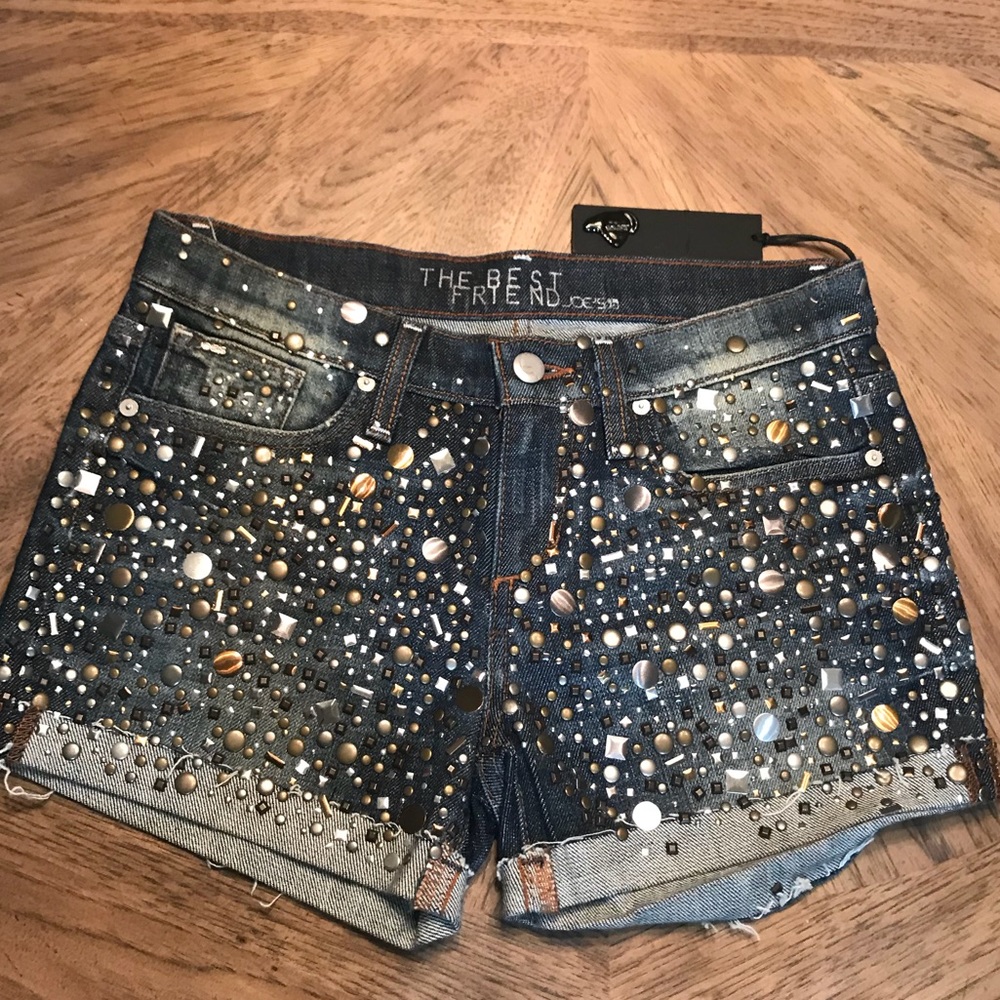 Joe's Jeans Dark Blue Studded Denim Jean Shorts